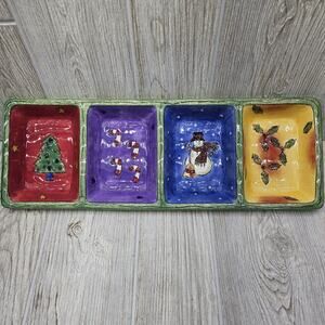 Sango The Sweet Shoppe Christmas 4 Part Relish Tray Divided Dish Sue Zipkin 3041